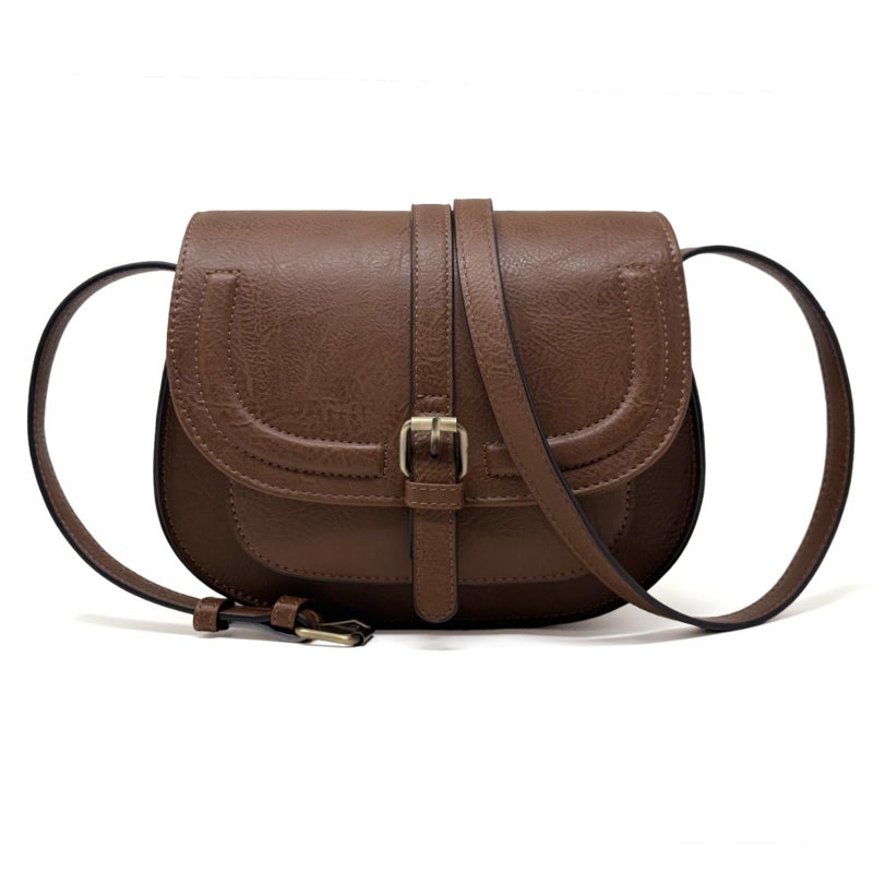 AFKOMST Crossbody Bags for Women,Small Saddle Purse and Boho Cross Body Handbags,Vegan Leather - Image 1